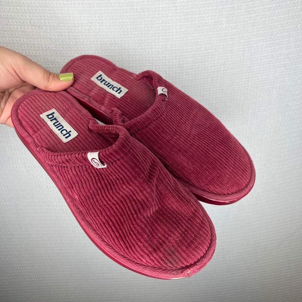 Brunch l'Appartement Burgundy Corduroy Slippers Women's Slide House Shoes